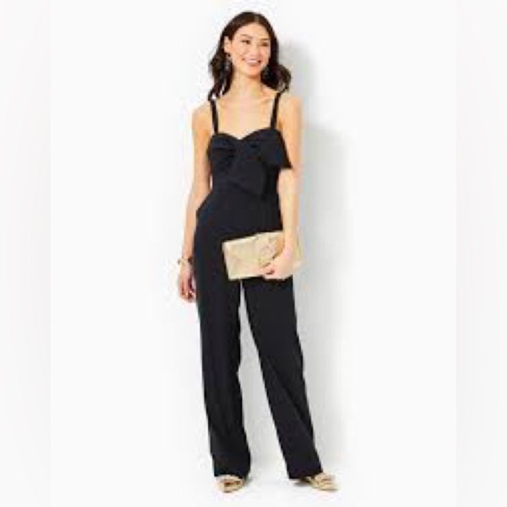 🔥LILLY PULTIZER women’s black Kavia wide leg Jumpsuit size 2